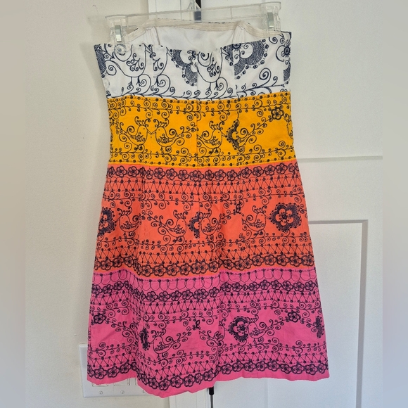 Lilly Pulitzer Dress Bird Is The Word Pink Embroidered Strapless Mini Size 2 - Picture 4 of 13